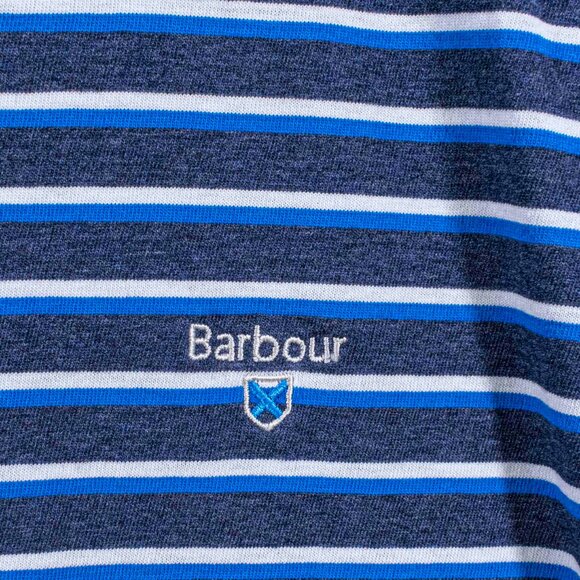 Barbour Striped Spell Out T-Shirt Surf Skate Medium Preppy Y2K Streetwear - Picture 4 of 9